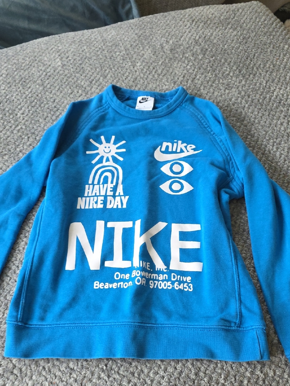 Youth Nike Bright Blue 'Have a Nike Day' Graphic Sweatshirt